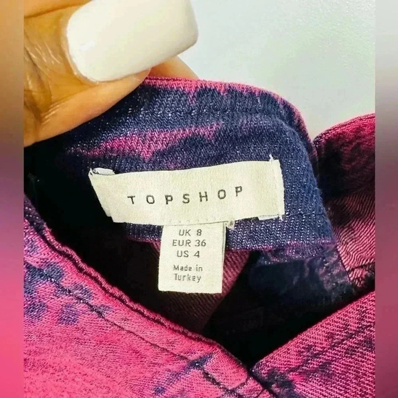 ❤️Topshop over dye denim mini dress in pink Open back new with tag size 4 - Picture 8 of 8